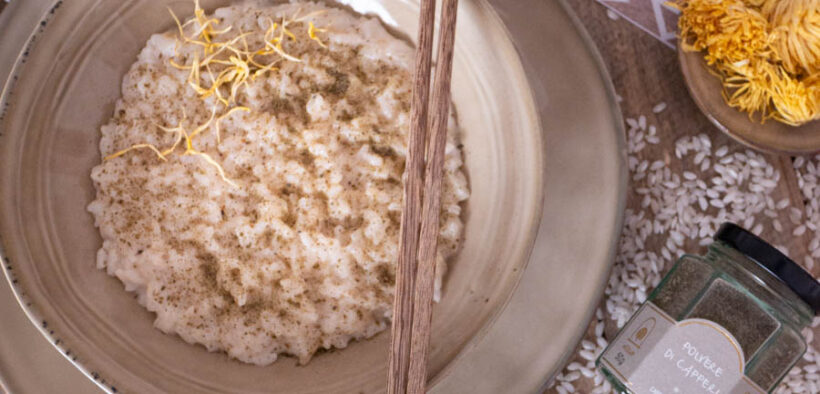 Risotto allo stracchino e polvere di capperi