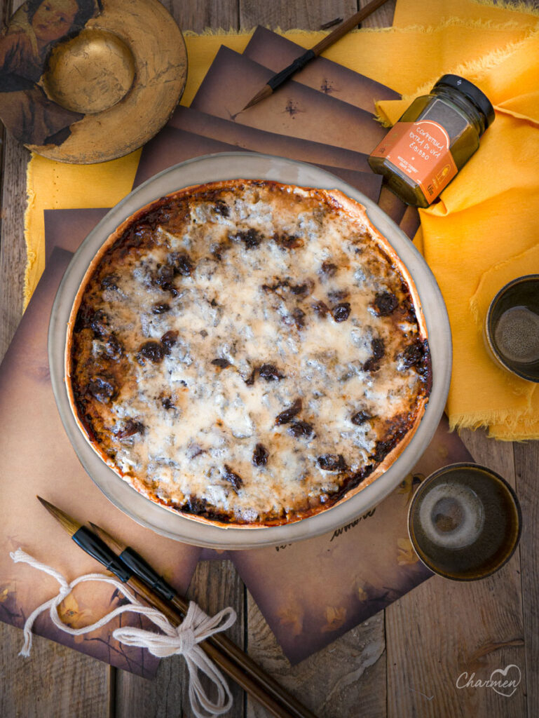 Crostata con confettura di uva zibibbo e gorgonzola